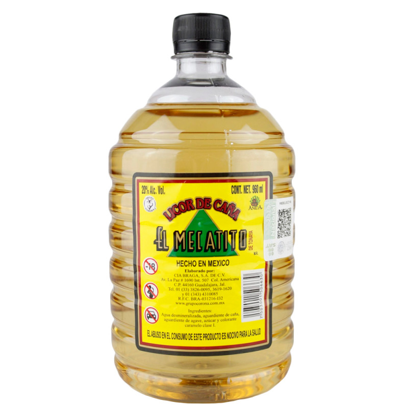DESTILADO EL MECATITO AMBAR DE CAÑA 960 ML