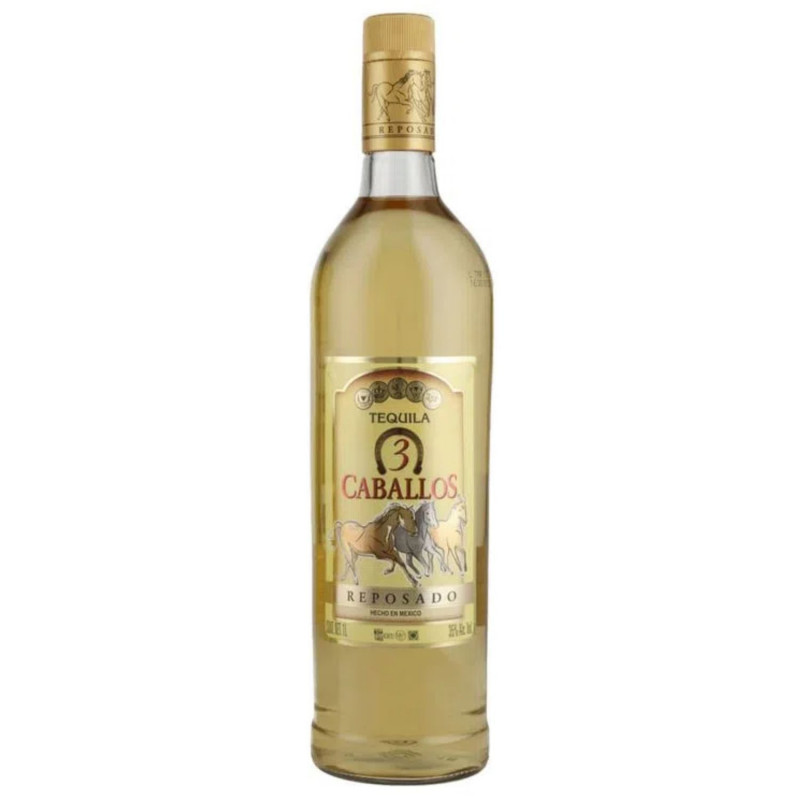 TEQUILA 3 CABALLOS REPOSADO 1000 ML
