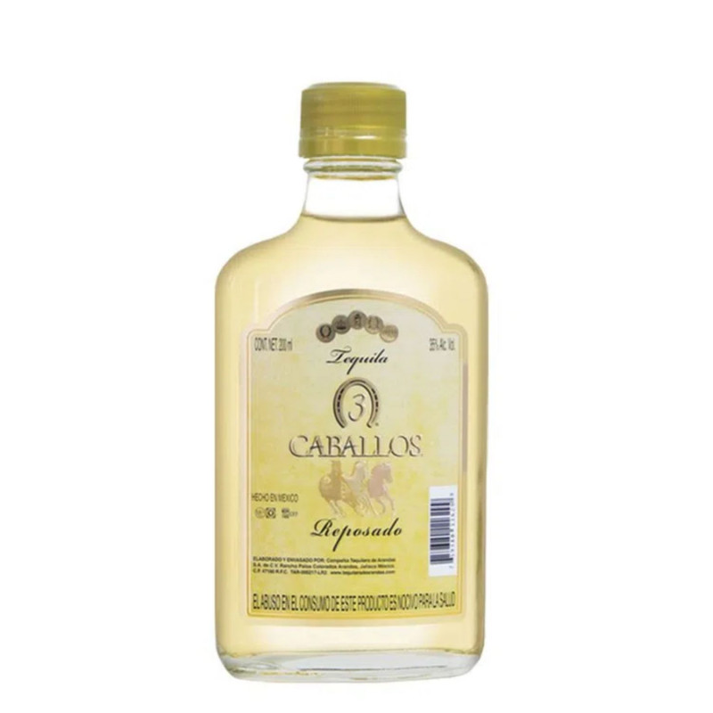 TEQUILA 3 CABALLOS REPOSADO 200 ML