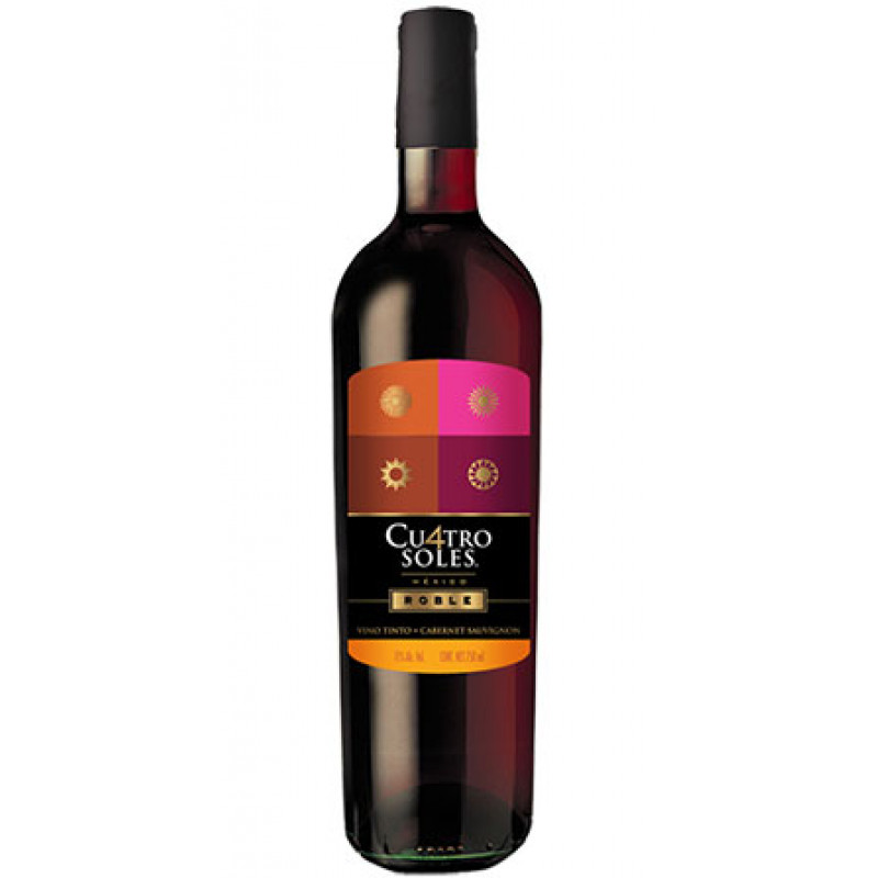 VINO TINTO CU4TRO SOLES ROBLE CABERNET SAUVIGNON 750 ML